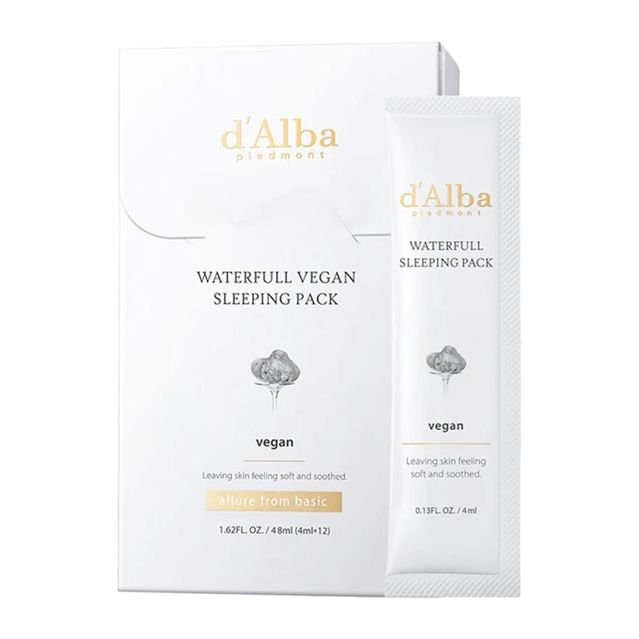 d'Alba Waterfull Vegan Sleeping Pack 12x4ml | korejska noćna maska s bijelim tartufom | Peebu