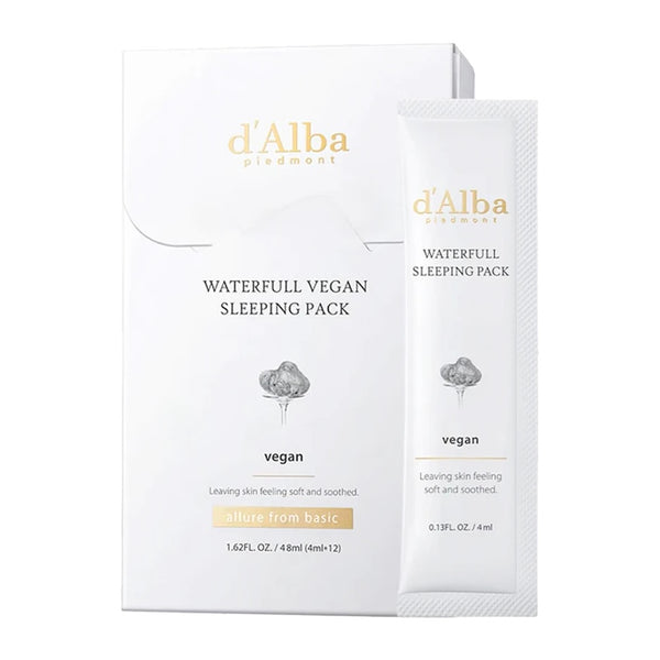 d'Alba Waterfull Vegan Sleeping Pack 12x4ml | korejska noćna maska s bijelim tartufom | Peebu